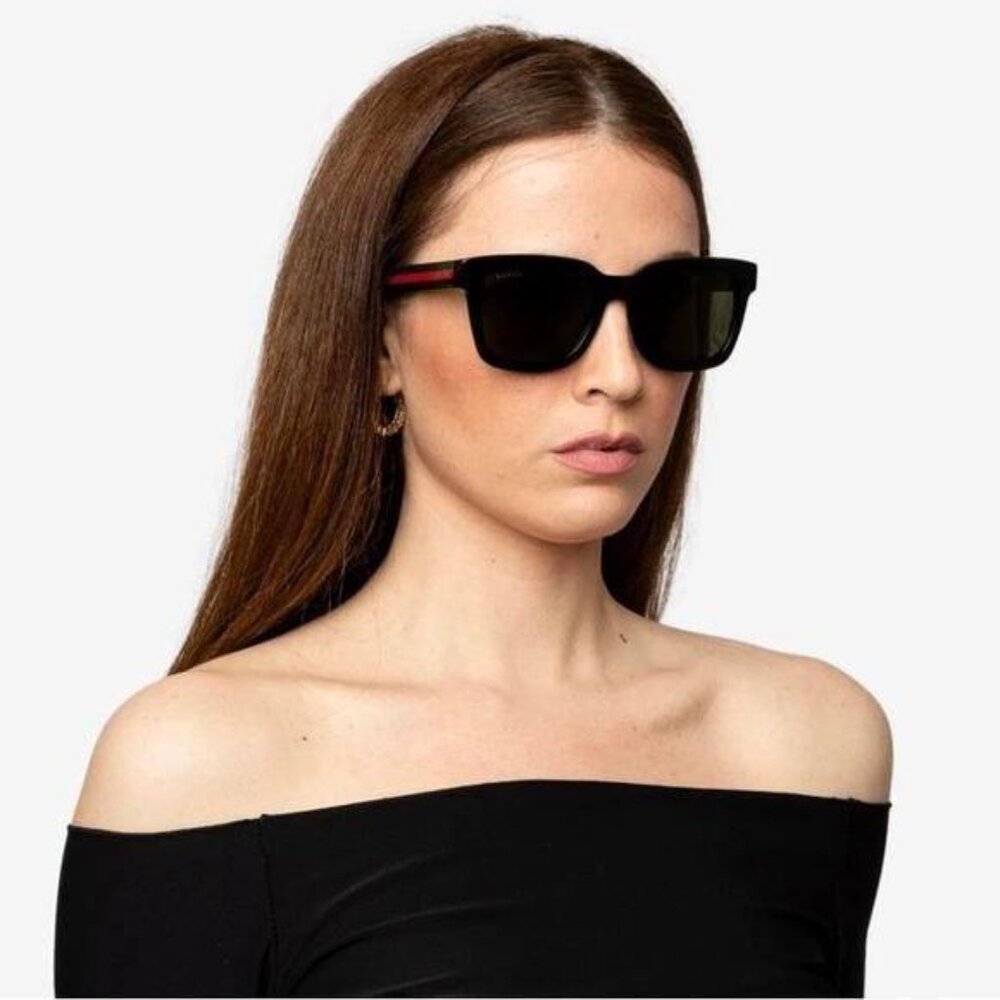 Gucci GG0057SKN 002 Square Men Sunglasses - Black\Green - Picture 5 of 10